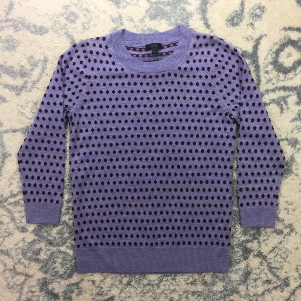 J. Crew Purple Jacquard Dotted Tippi Sweater